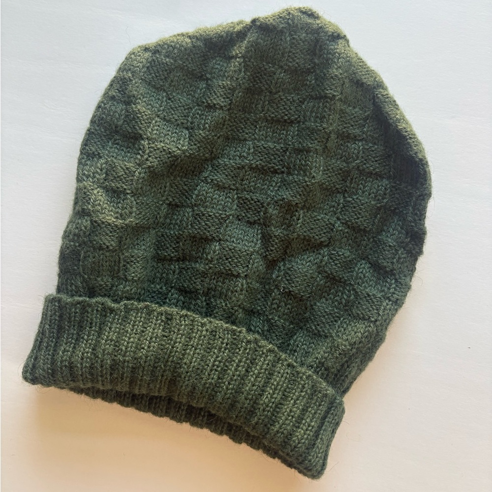 Waddler 100% Baby Alpaca Green Handknit Kids Beanie
